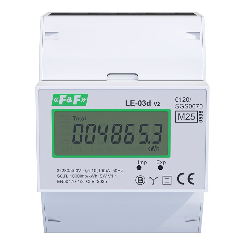 Trójfazowy licznik zużycia energii elektrycznej z certyfikatem MID LE-03d
