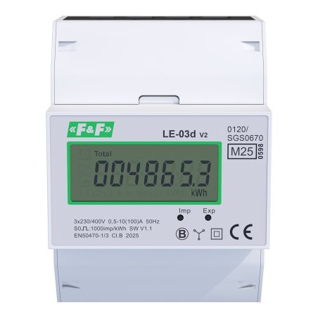 Trójfazowy licznik zużycia energii elektrycznej z certyfikatem MID LE-03d