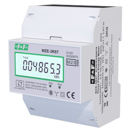 Licznik zużycia energii elektrycznej s fazowy  WZE-3RST z wyświetlaczem LCD