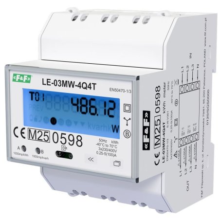 LE-03MW-4Q4T: Licznik 3-fazowy dwukierunkowy 4-kwadrantowy MID Modbus RTU