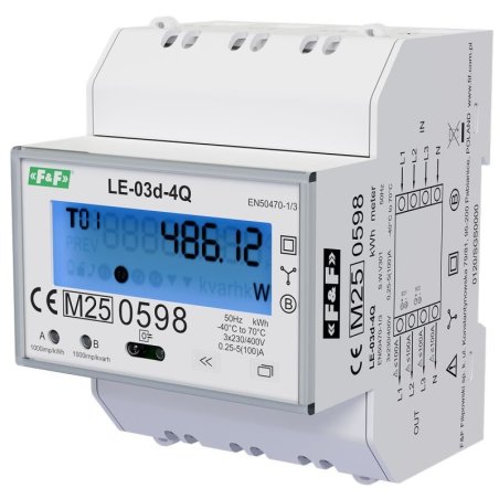 Licznik energii LE-03d-4Q 3-fazowy 4-kwadrantowy | F&F